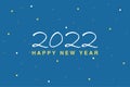 2022 Happy New Year greetings typography card design. Blue conceptual background